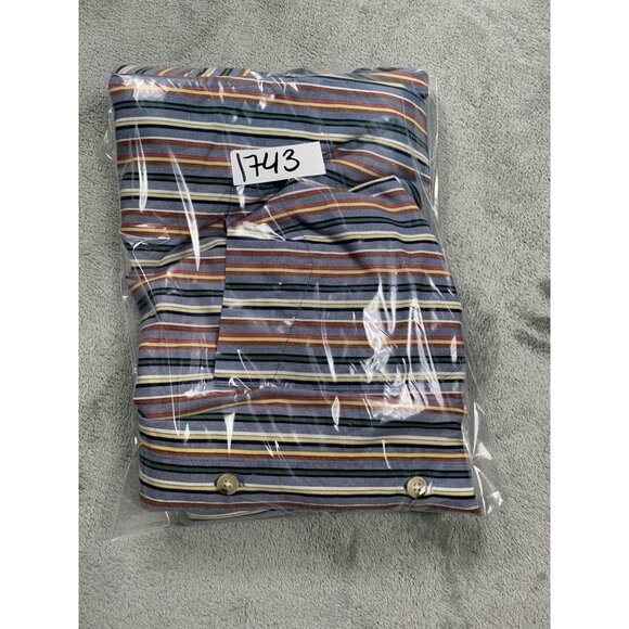 IVY Crew Classics Men's XL Blue Wrinkle Resistant Striped Button-Down Shirt - Picture 8 of 8